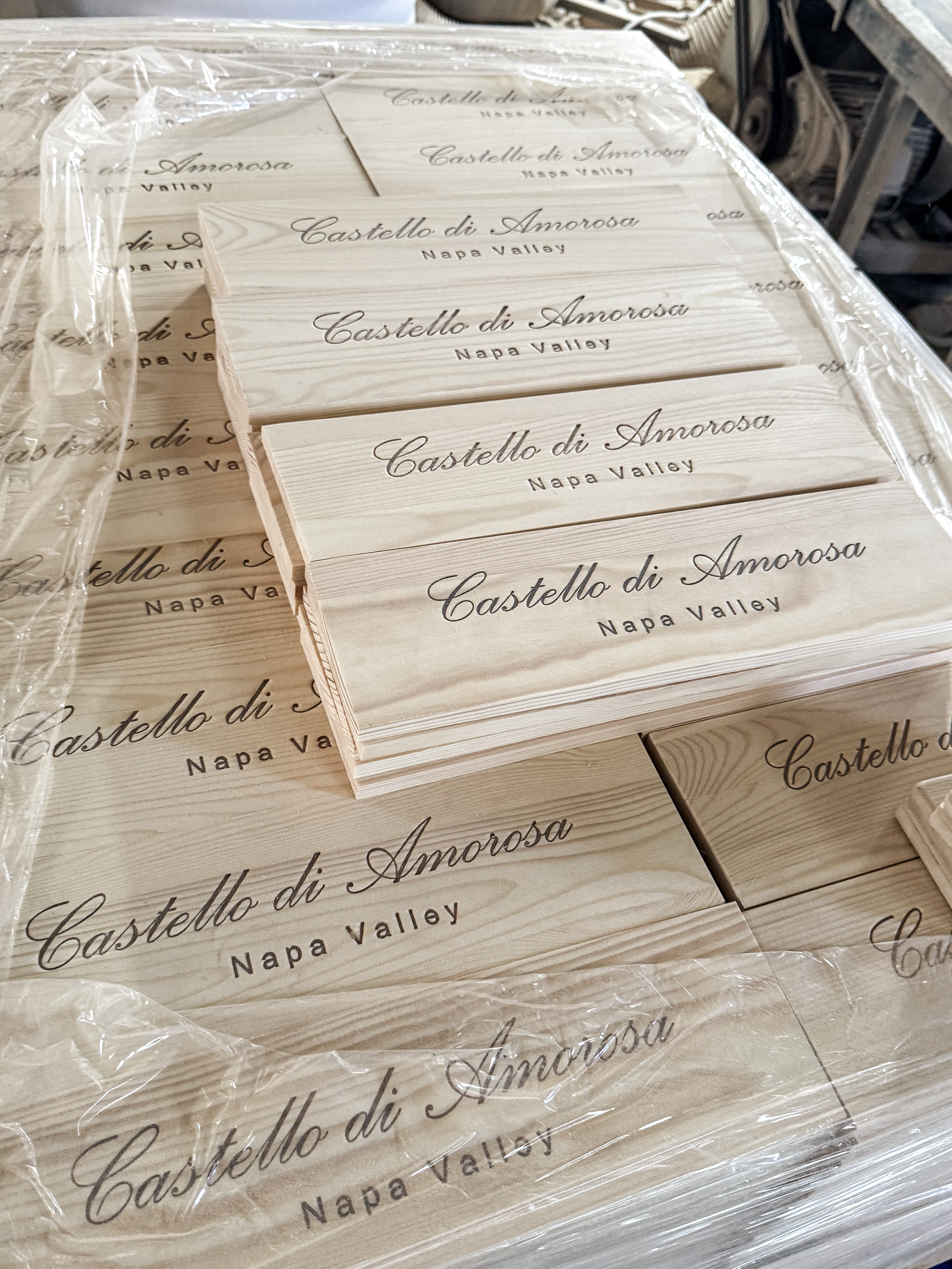 Branded panels before assembly