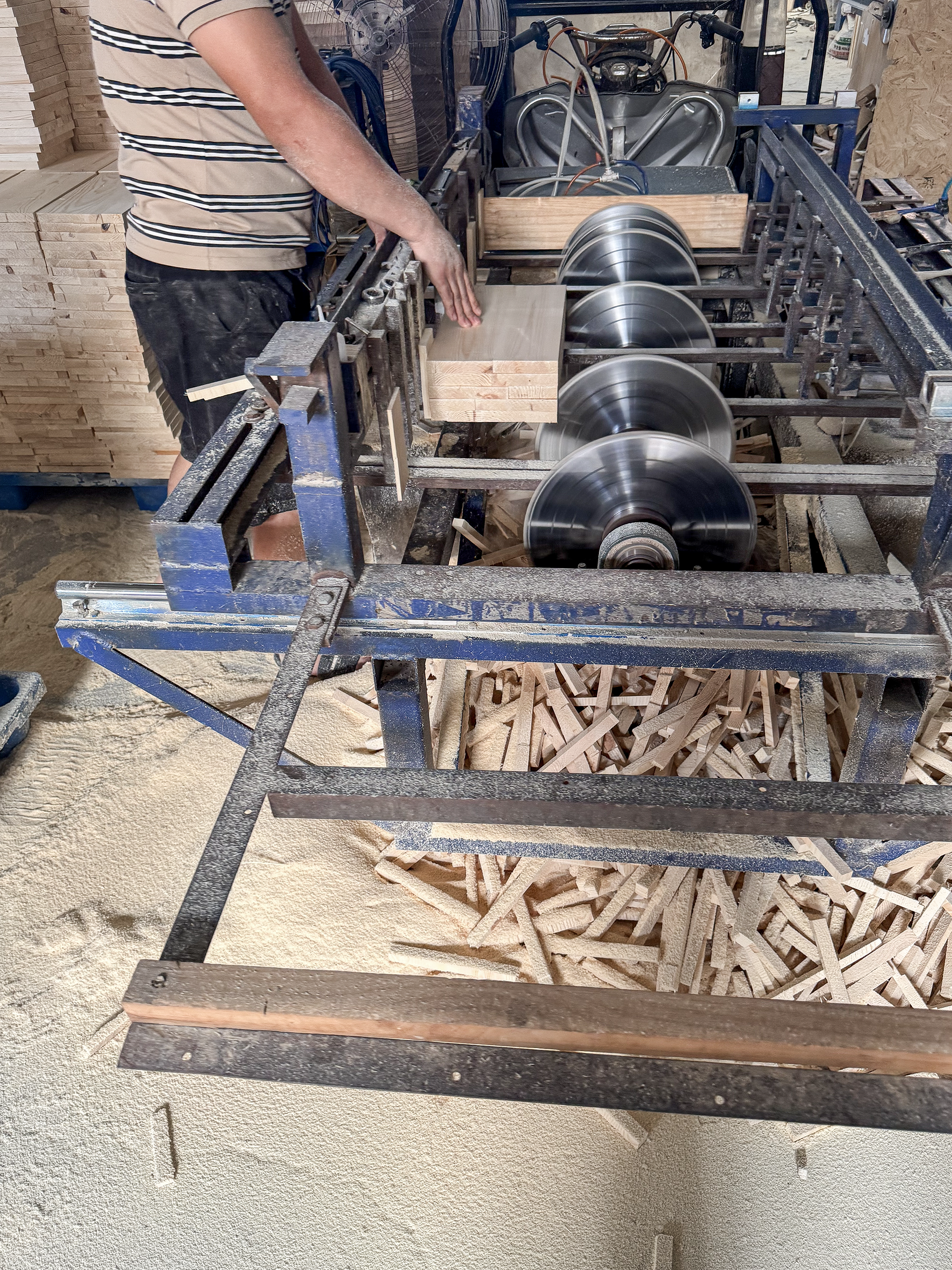 Wood machining in progress