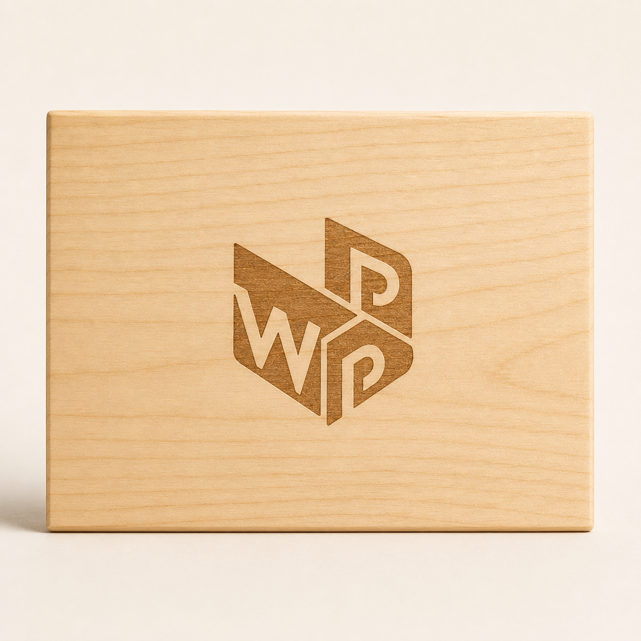 Precisely laser-engraved logo on a wooden wine box.