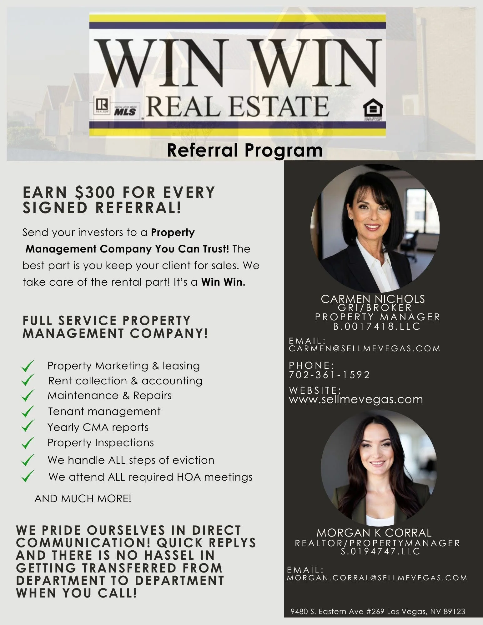 Advertising Win Win Real Estate Property Management Referral Program