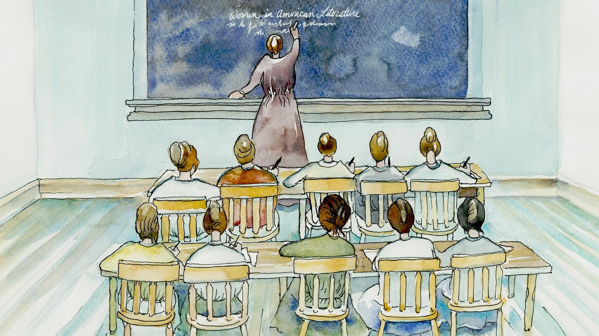 Bates teaching literature at Wellesley