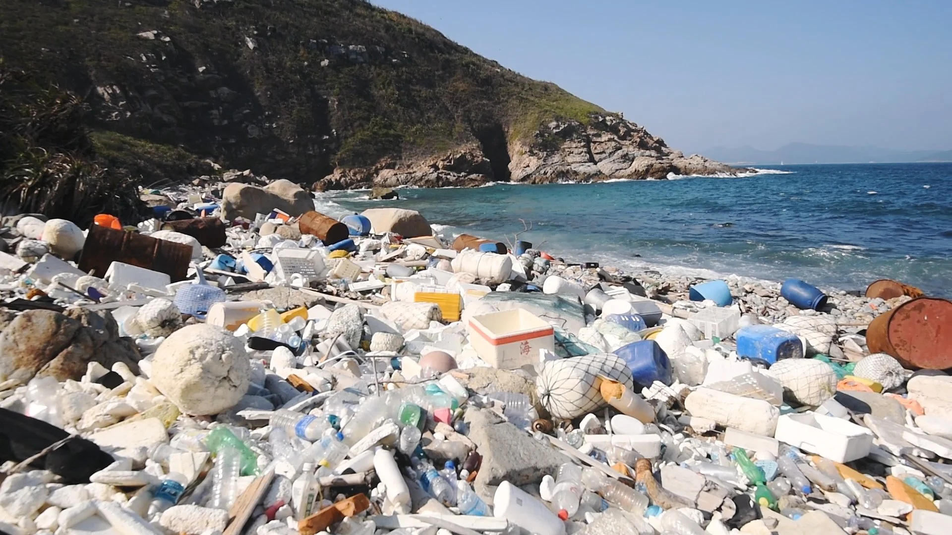 Plastic trash on beach