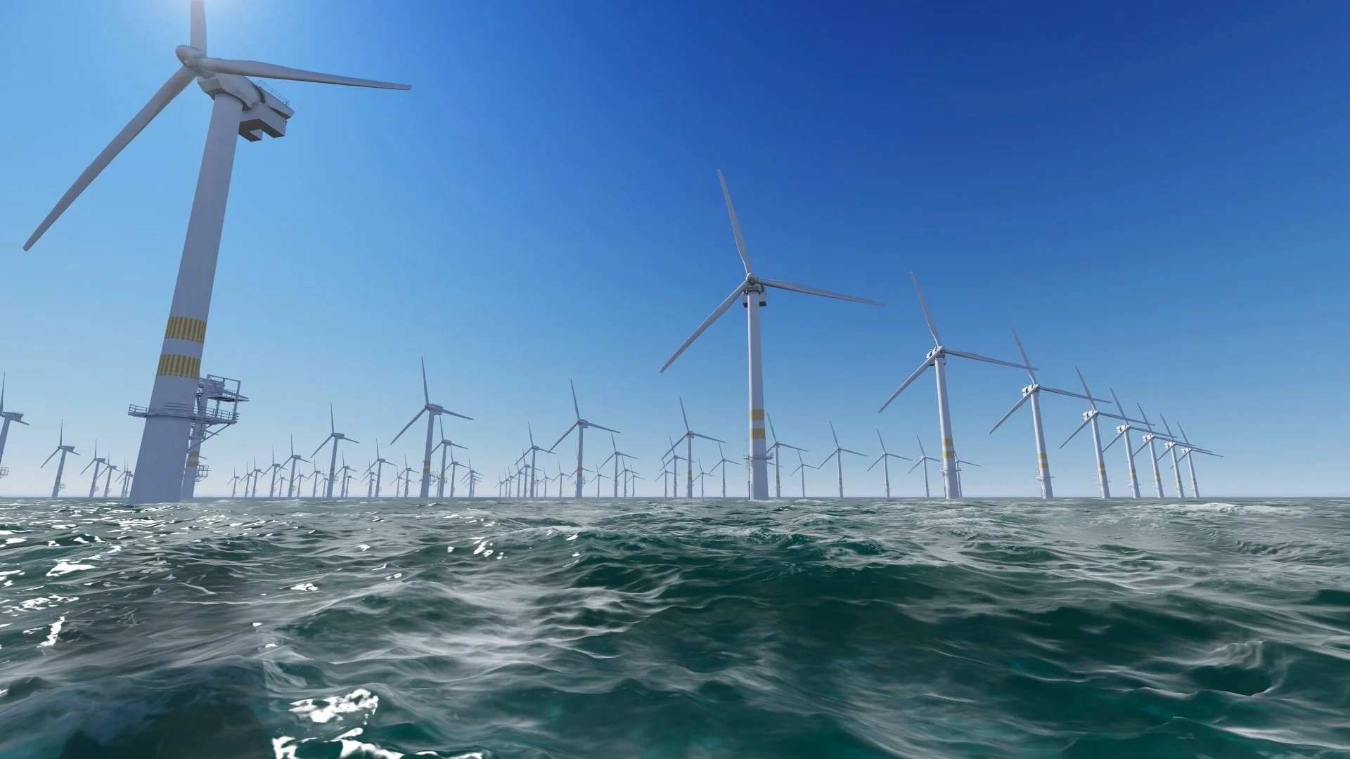 Wind turbines in ocean