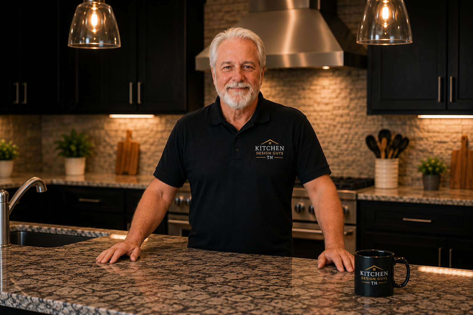 Brian Kind of Kitchen Design Guys TN in a modern kitchen with custom cabinetry and stone countertops.