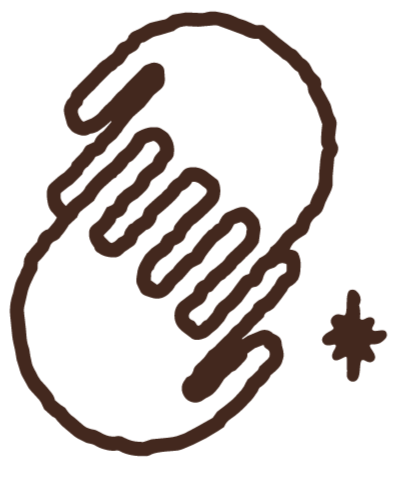 A brown outline of a hand with a stylized star next to it.
