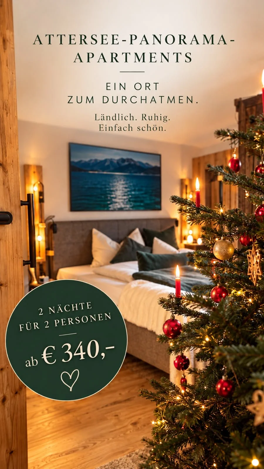 Weihnachtlich geschmücktes Apartment mit Christbaum und Adventpaket ab 340 Euro für zwei Personen