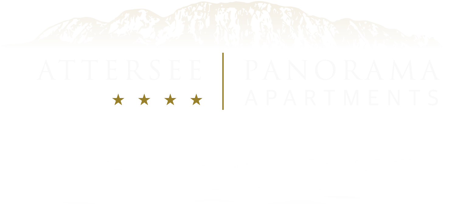Logo Attersee Panorama Apartments mit Berg und See