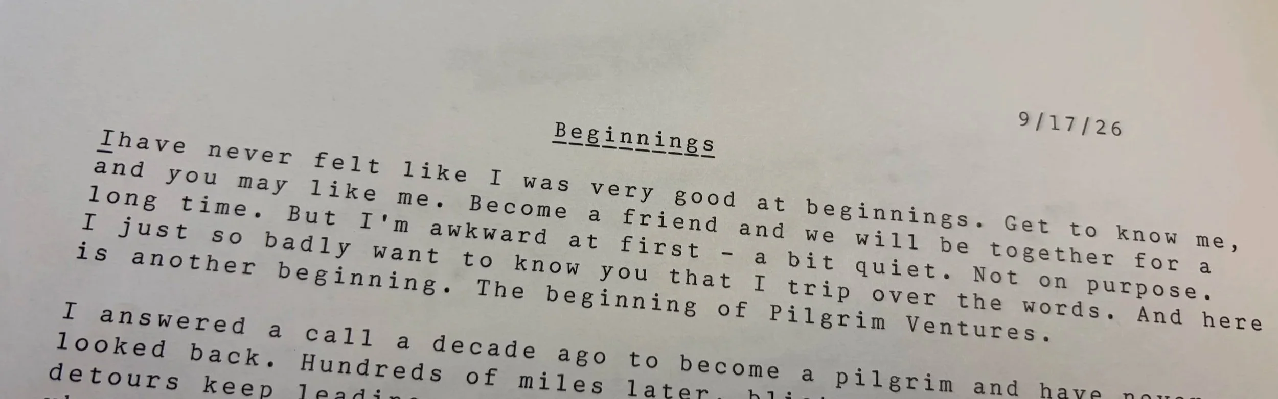 Beginnings