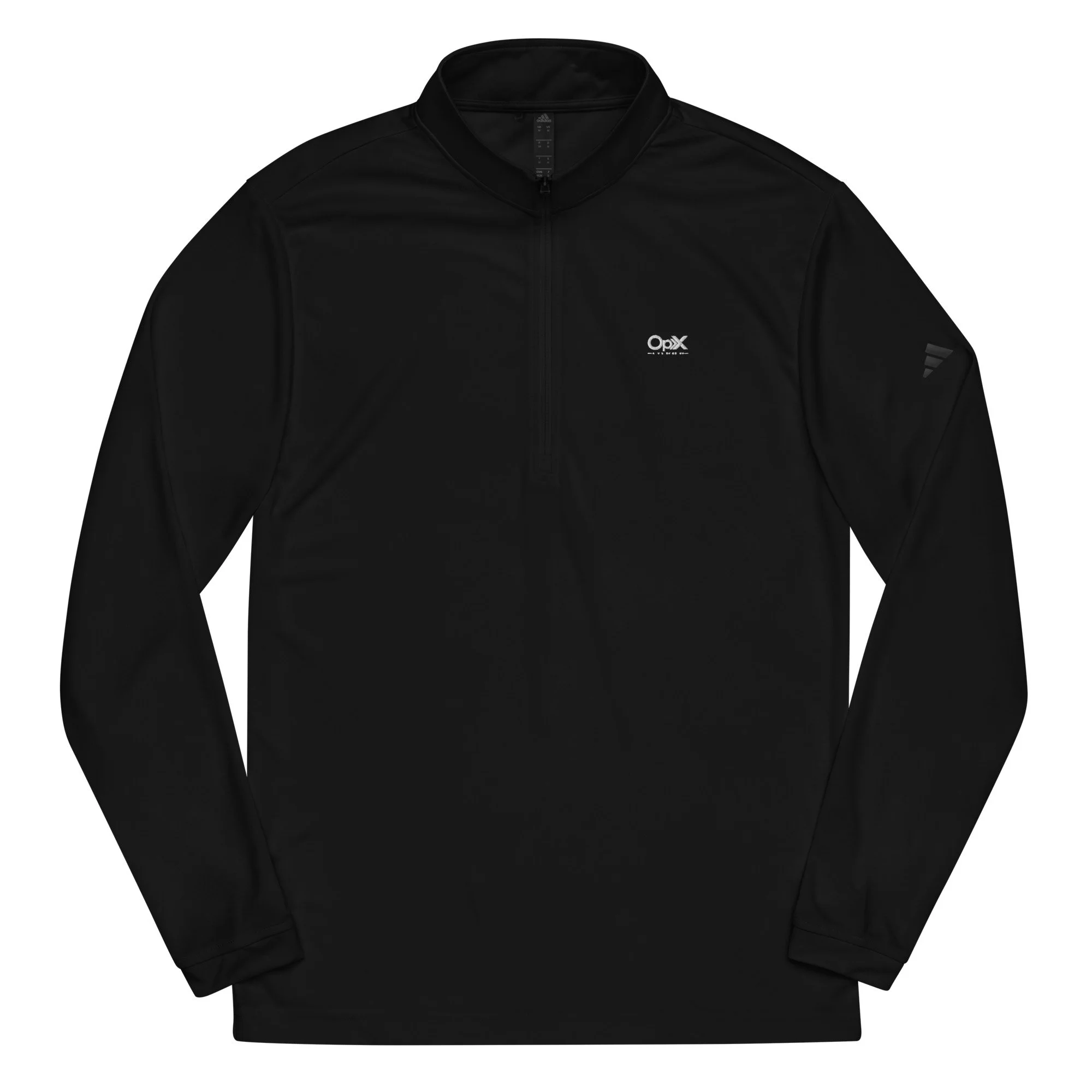 OpX Executive Quarter-Zip Pullover — mens adidas quarter zip pullover black front view.