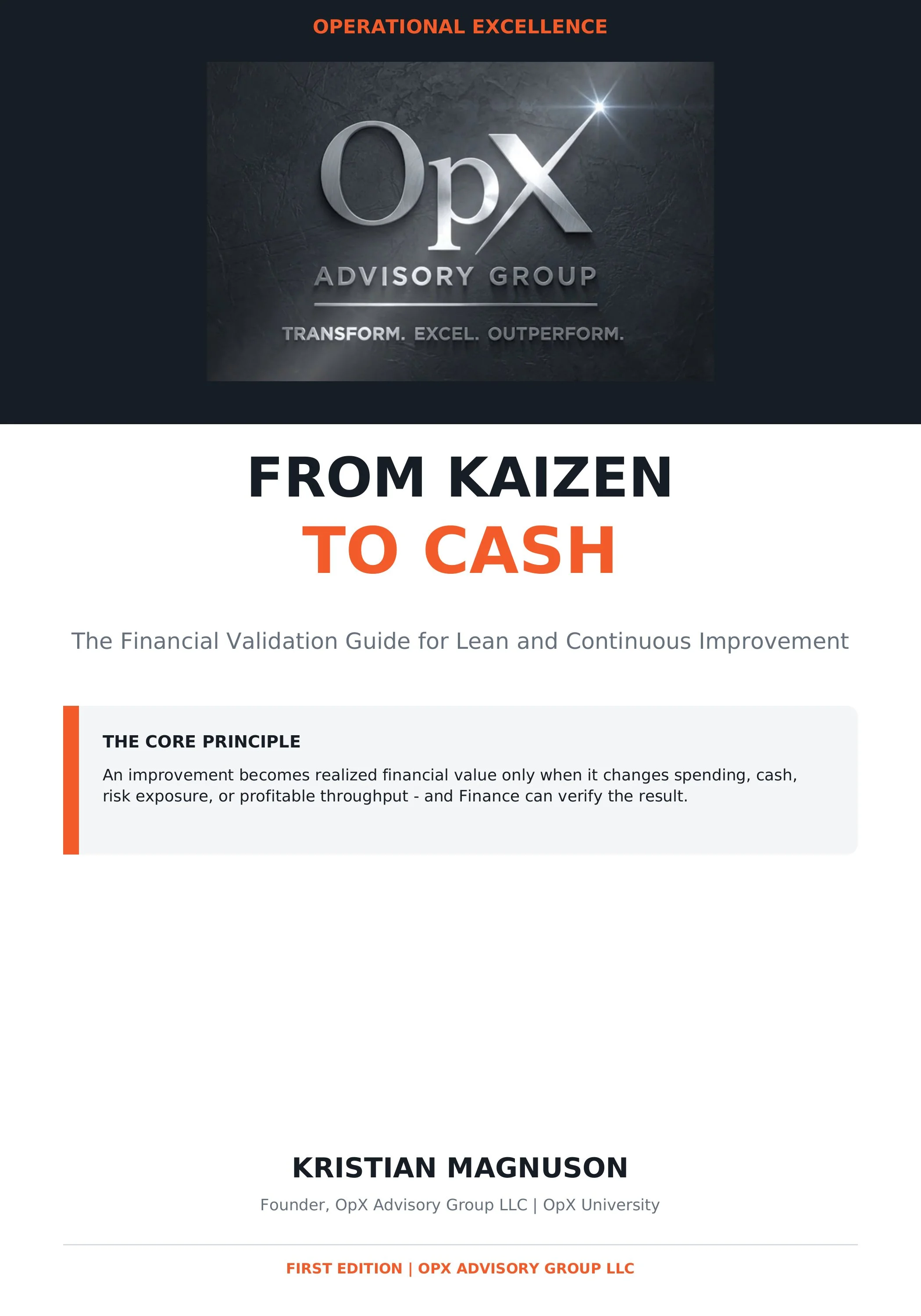 Book cover for From Kaizen to Cash by Kristian Magnuson