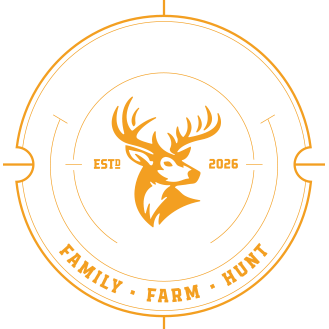 Logo of 'Buck Fever Hunts' featuring a stylized deer head with antlers, the name curved around the top, and the words 'Family Farm Bait' around the bottom, established in 2023.