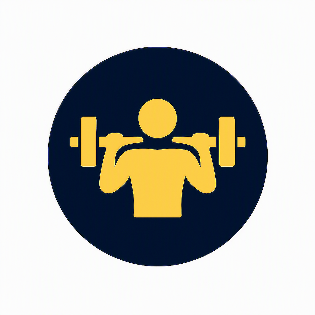 Icon of a person lifting a dumbbell in a circle.