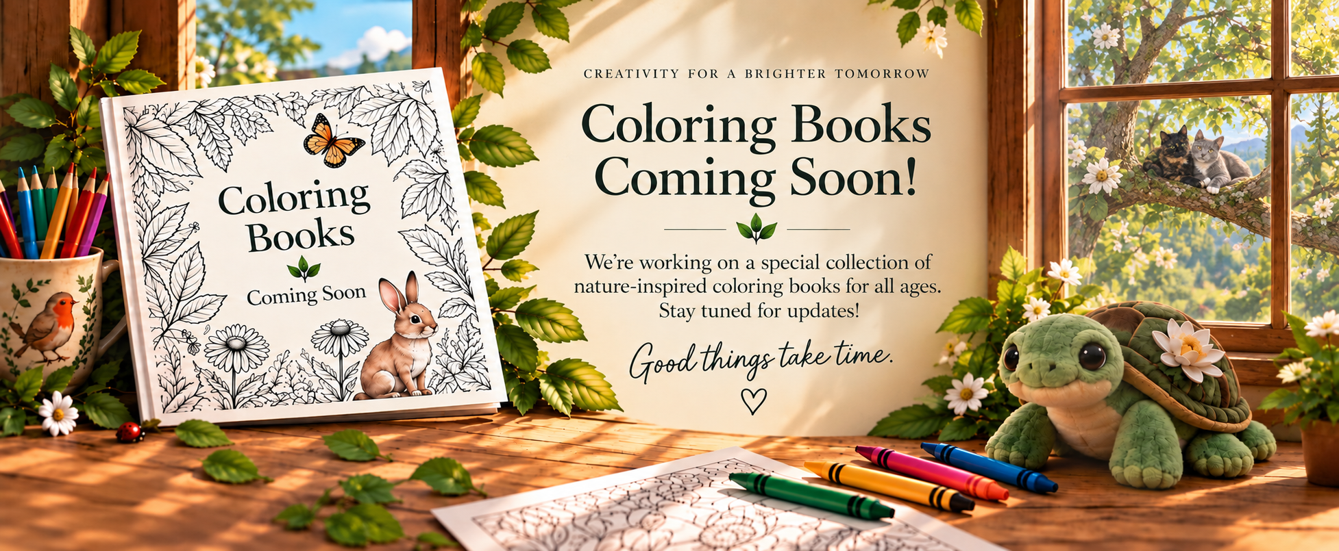 Upcoming nature-inspired coloring books for kids from DeLuca Creative Studio, featuring animals, plants, and creative coloring activities for children.