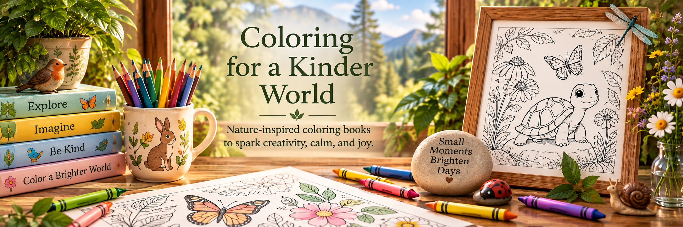Nature-inspired coloring books for kids from DeLuca Creative Studio, featuring animals, plants, and imaginative designs for children of different ages.