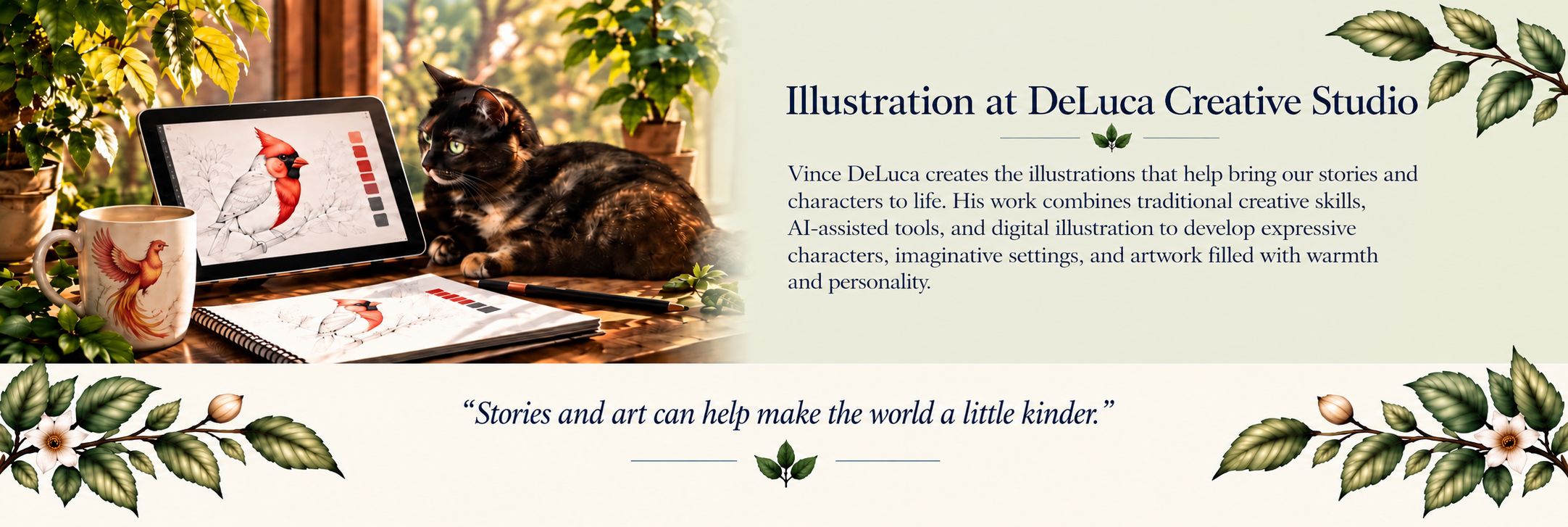 Children's book illustration by Vince DeLuca at DeLuca Creative Studio, combining digital art, traditional creative skills, and AI-assisted tools to bring stories and characters to life.