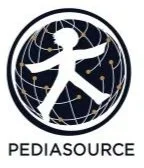 Logo featuring a human figure walking on a globe with interconnected lines, with the text 'PEDIASOURCE' below.