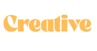The word 'Creative' written in bold, orange letters on a black background.