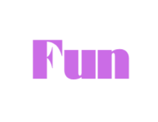 The word 'Fun' in purple text on a black background