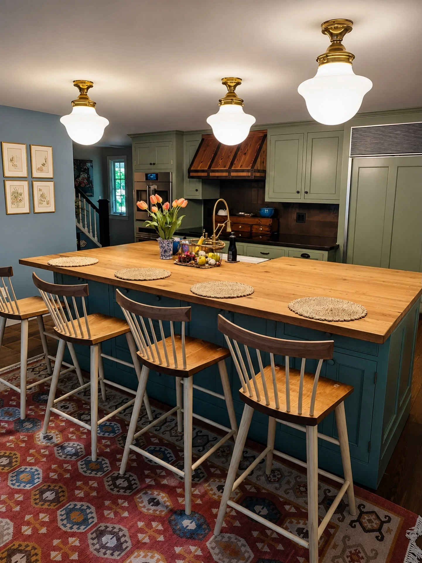 Color is in!  Layering and mixing colors through textiles, materials, wallpaper, and finishes creates a custom vibe that brings self expression and beauty to a space!!
