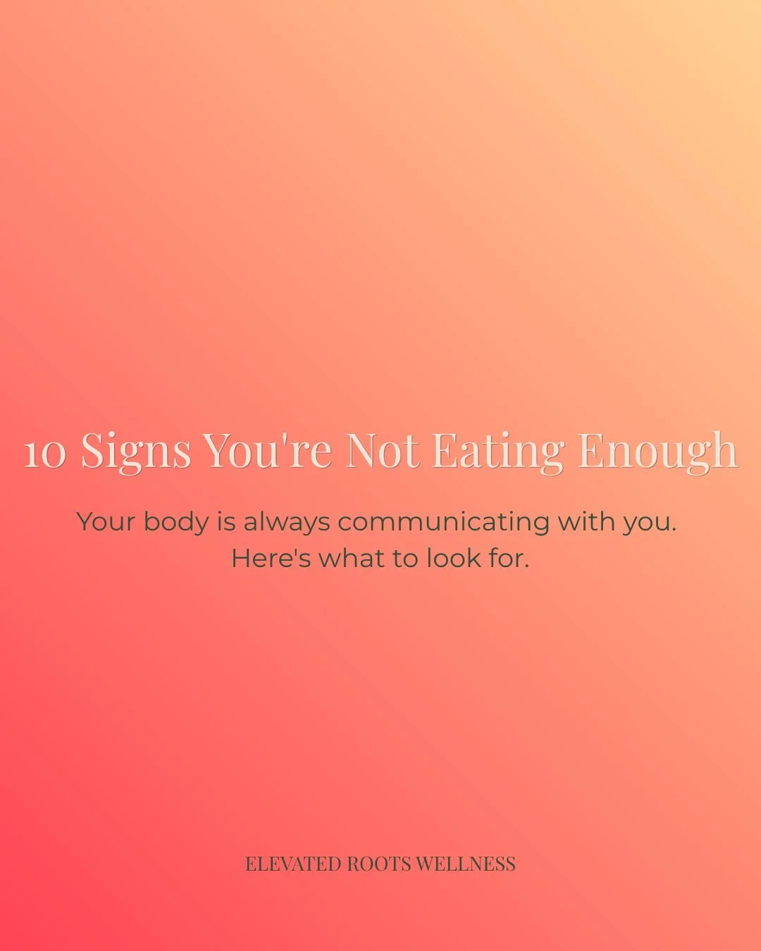 Not eating enough doesn&rsquo;t always look like skipping meals.

Sometimes it looks like:
&bull; Living off coffee until lunch
&bull; Constantly feeling tired
&bull; Thinking about food all day
&bull; Hitting a plateau in the gym
&bull; Feeling like