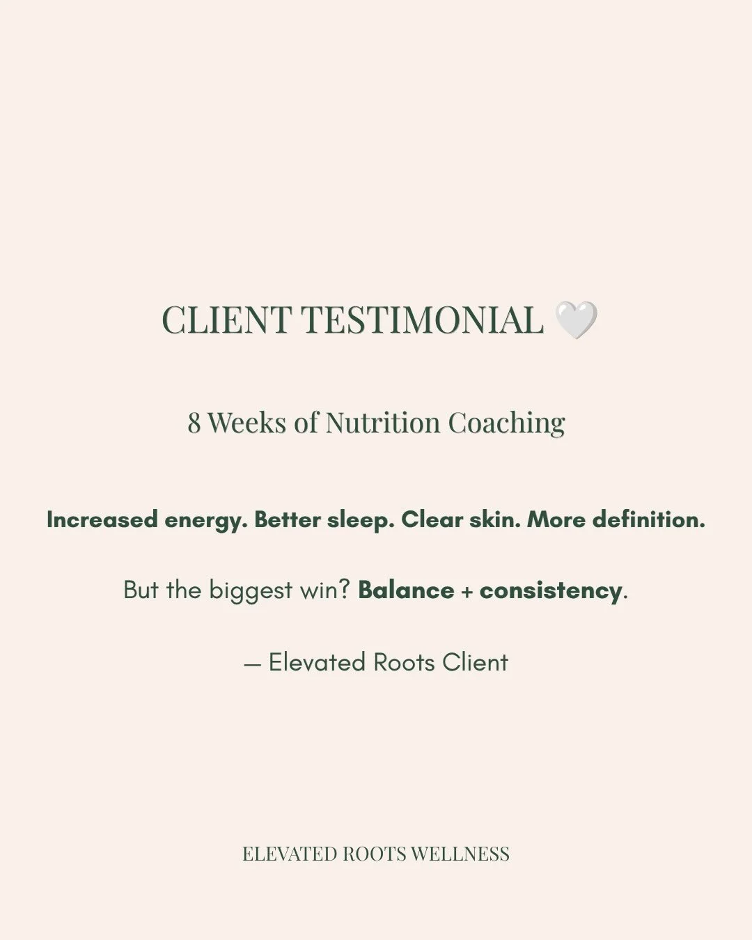 This client gave me permission to share her testimonial. 🤍

THIS is why I love what I do 🥹

After 8 weeks of nutrition coaching, this client walked away with increased energy, better sleep, clearer skin, more definition, and results she could actua