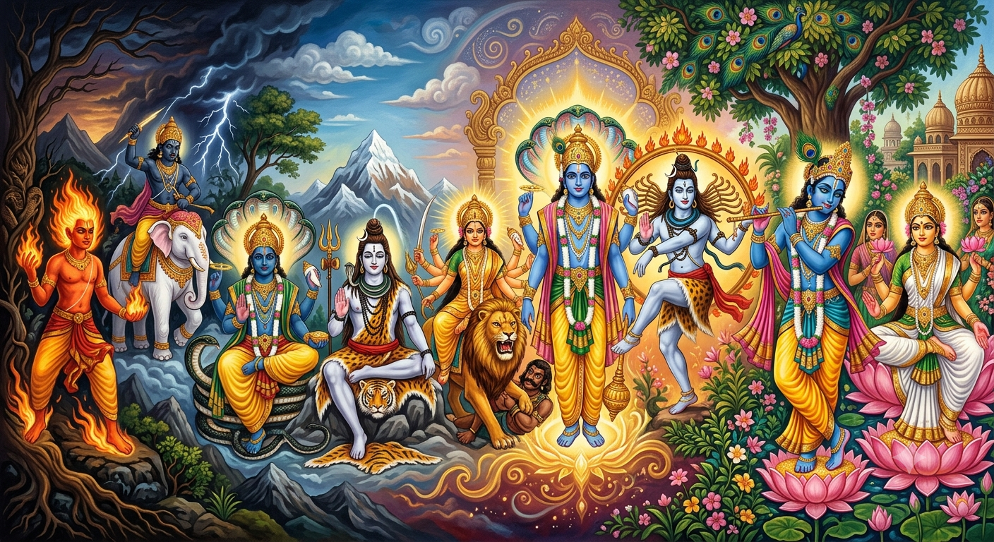 Colour Evolution of the Hindu Deities