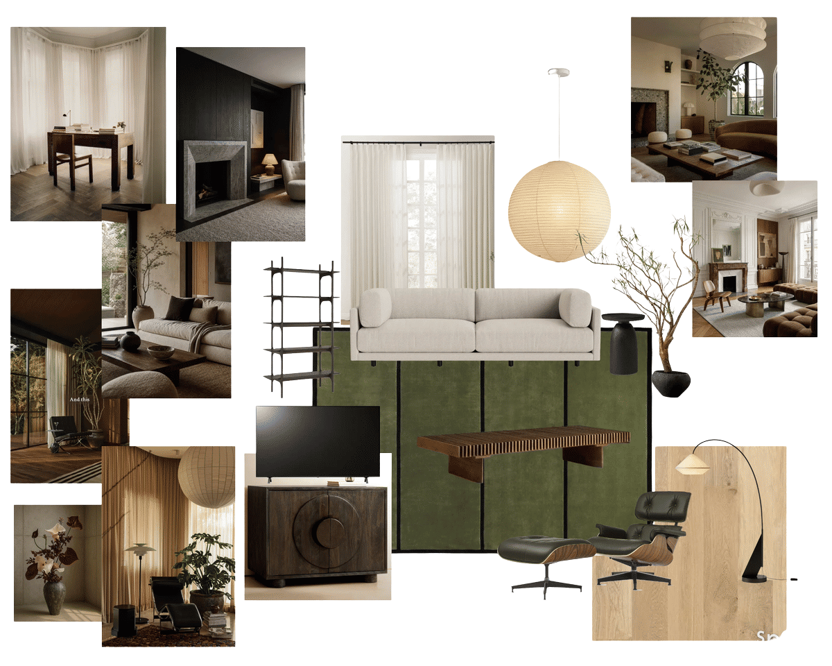 layered image with moody bedroom furniture