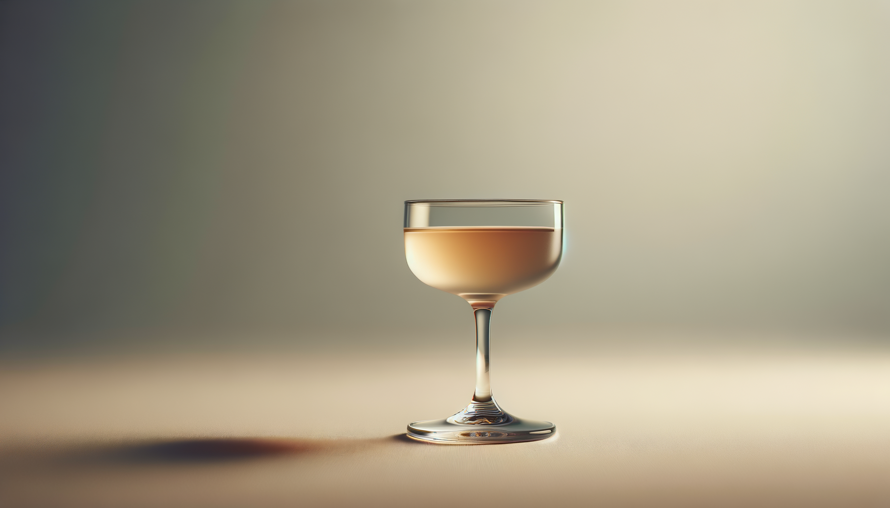 A wine glass filled with a rosy-colored beverage, standing on a flat surface against a plain, softly gradient background.