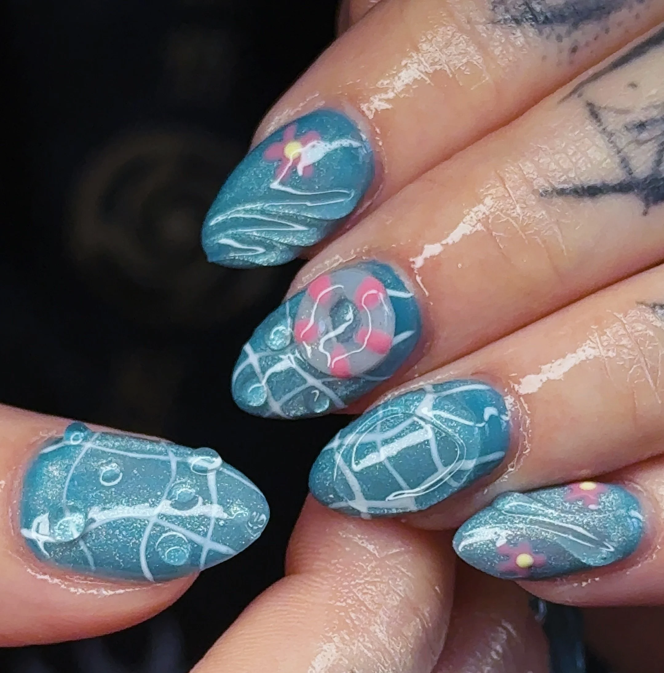 Pool Nails 🌀🛟🏊&zwj;♂️ 

#summernails #nailart #nailinspo #agelxnails #russianmani