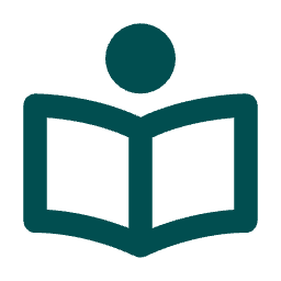 Icon of an open book with a person reading.
