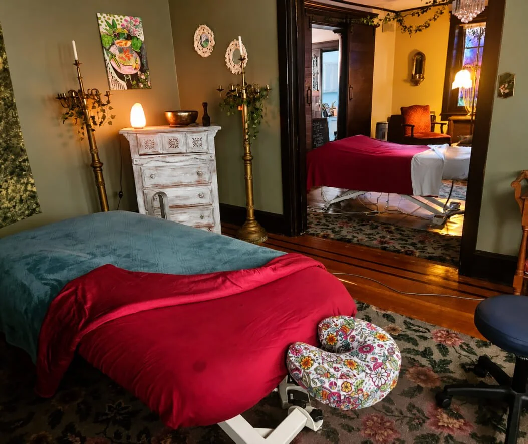 Couples massage suite with two treatment tables at Main Line Therapeutic Wellness