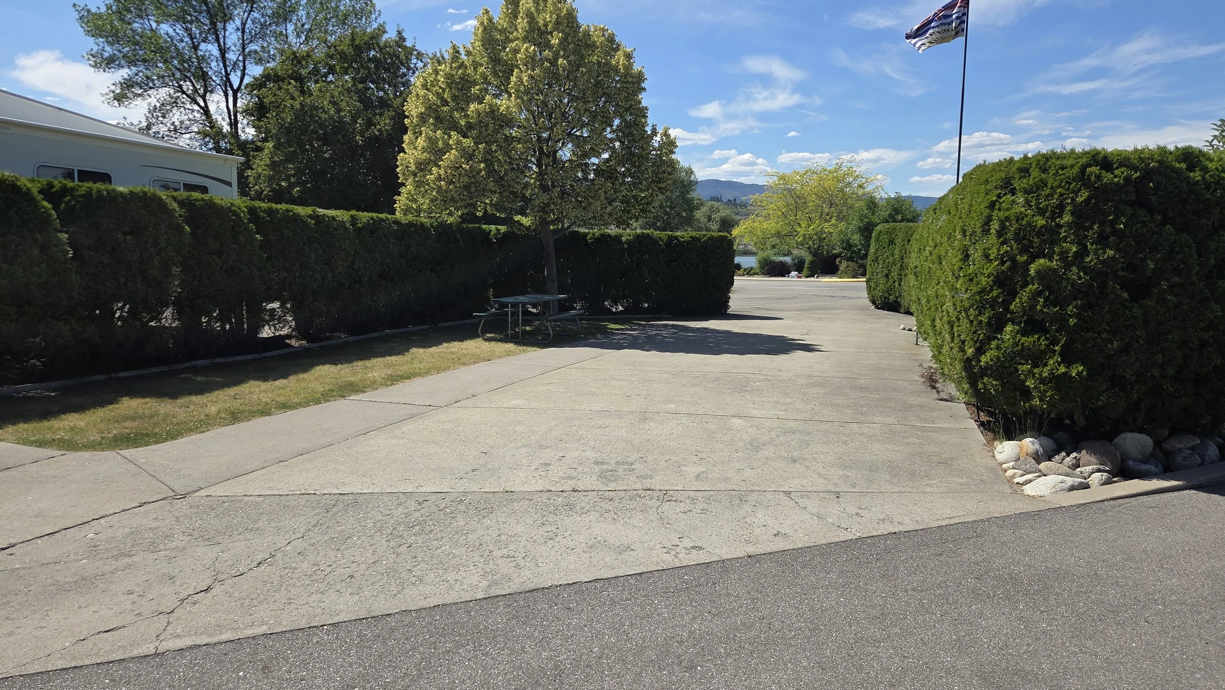 Example of drive thru rental site at Swan Lake RV Resort.