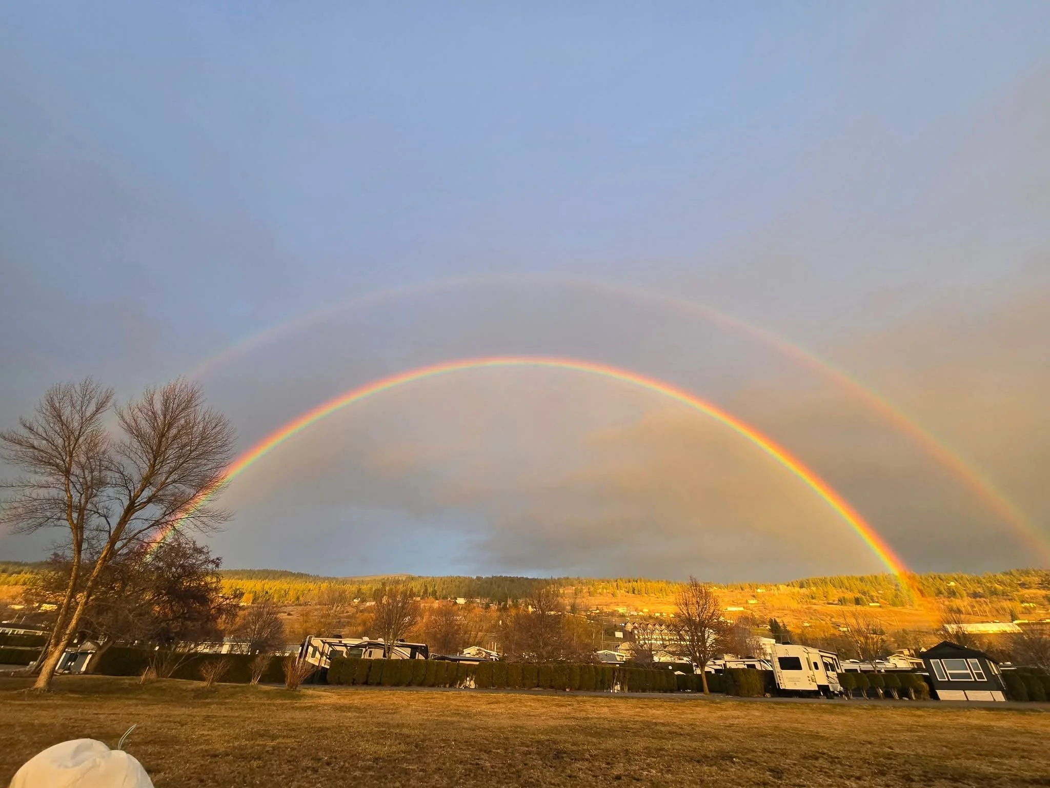 Swan Lake RV Resort double rainbow.
