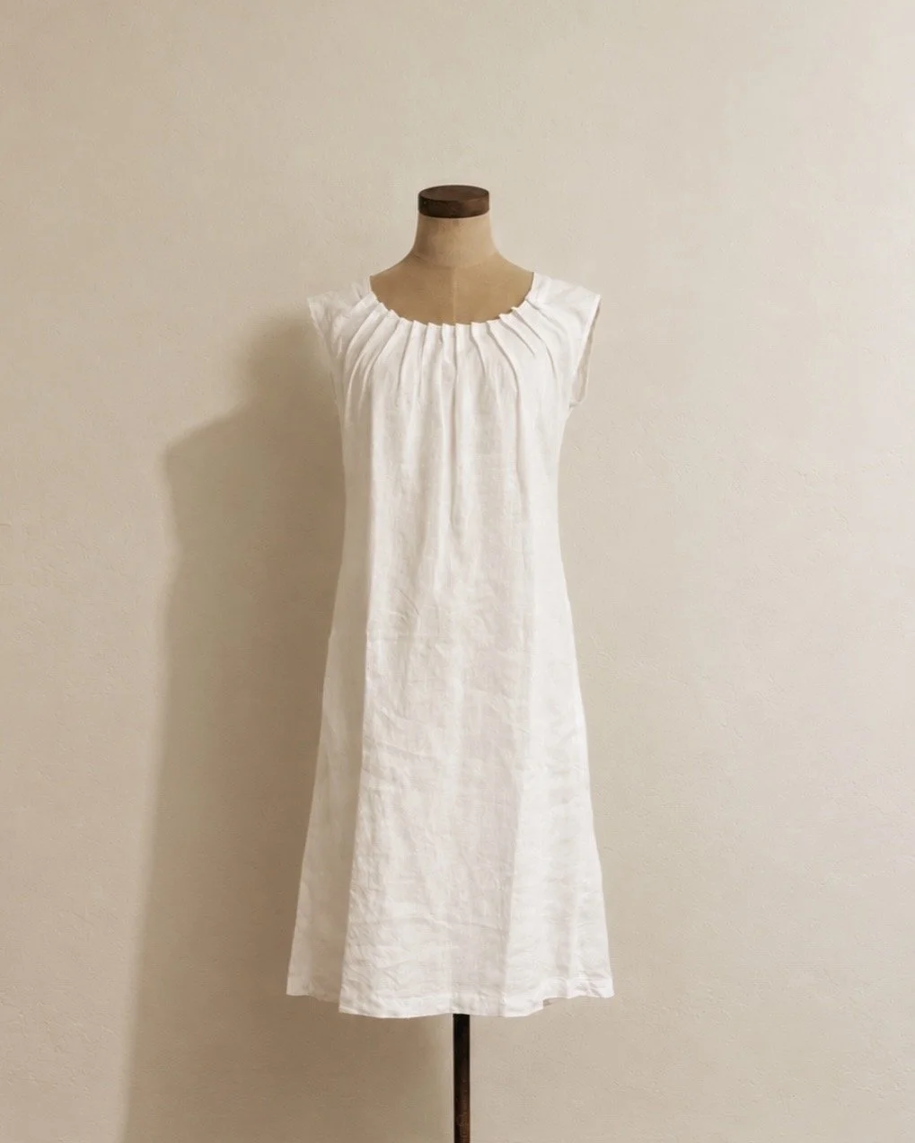 White Linen Sleeveless Dress