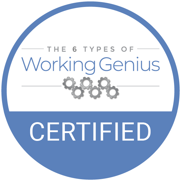Badge identifying Forge Synergy Consulting as a Certified Facilitator of The Six Types of Working Genius framework.