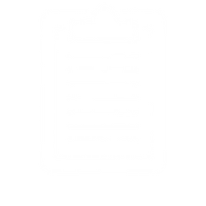 Neon outline of a clipboard with a paper and lines of text