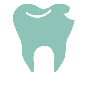 Illustration of a tooth with a green background.