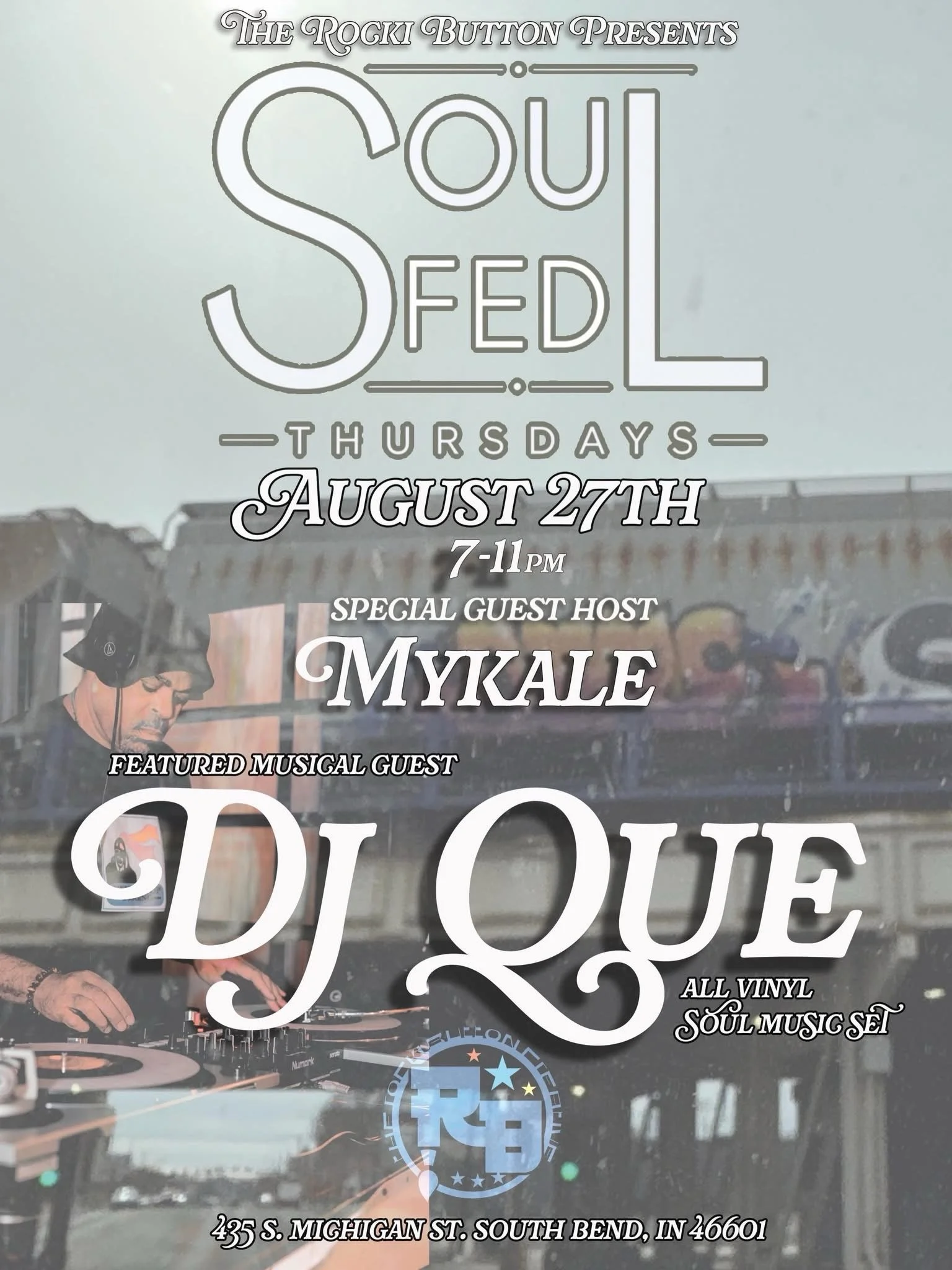 Tonight we have a Special Guest Host @brat.daddy.3.3.3 &amp; @djqueluv spinning music 🎶

Stop by for another relaxed night at @therockibutton for this Soul Fed Thursday!

#southbend #therockibutton