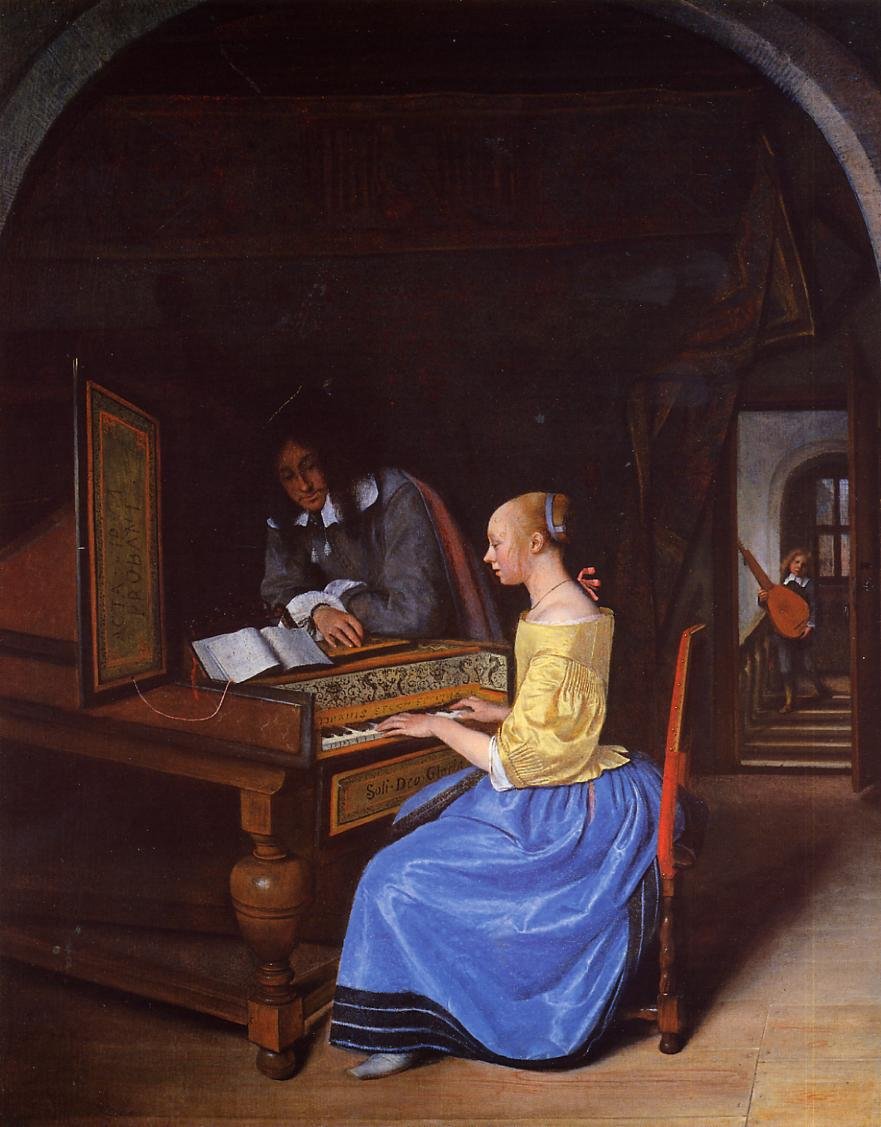 A Young Woman Playing the Harpsichord to a Young Man by Jan Steen (1626-1679)