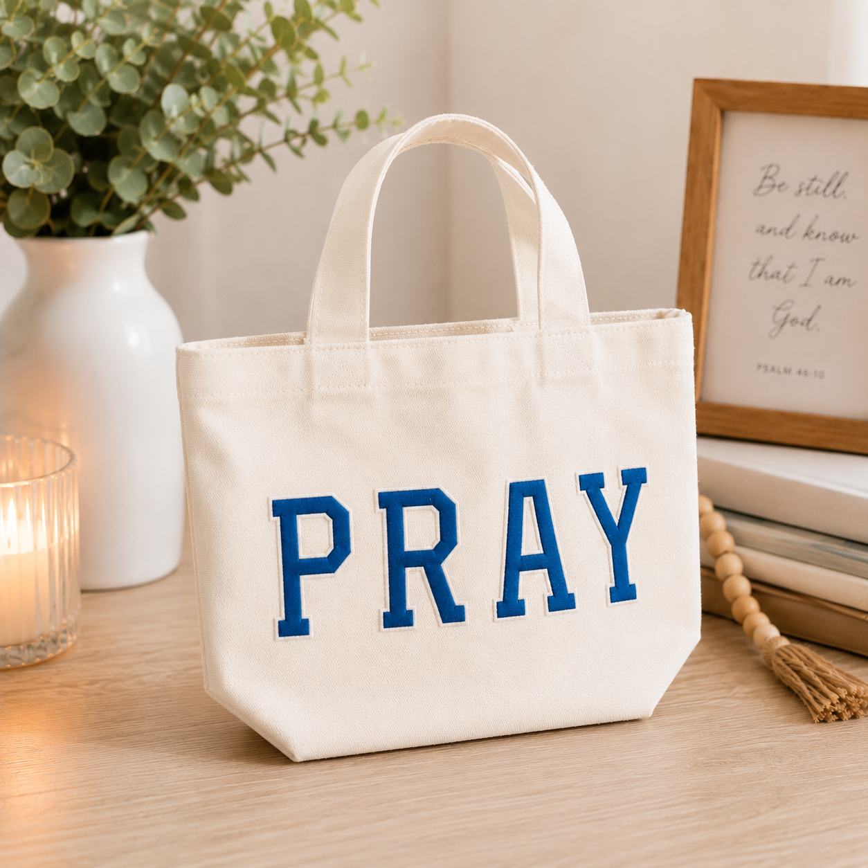 Mini White Pray Tote