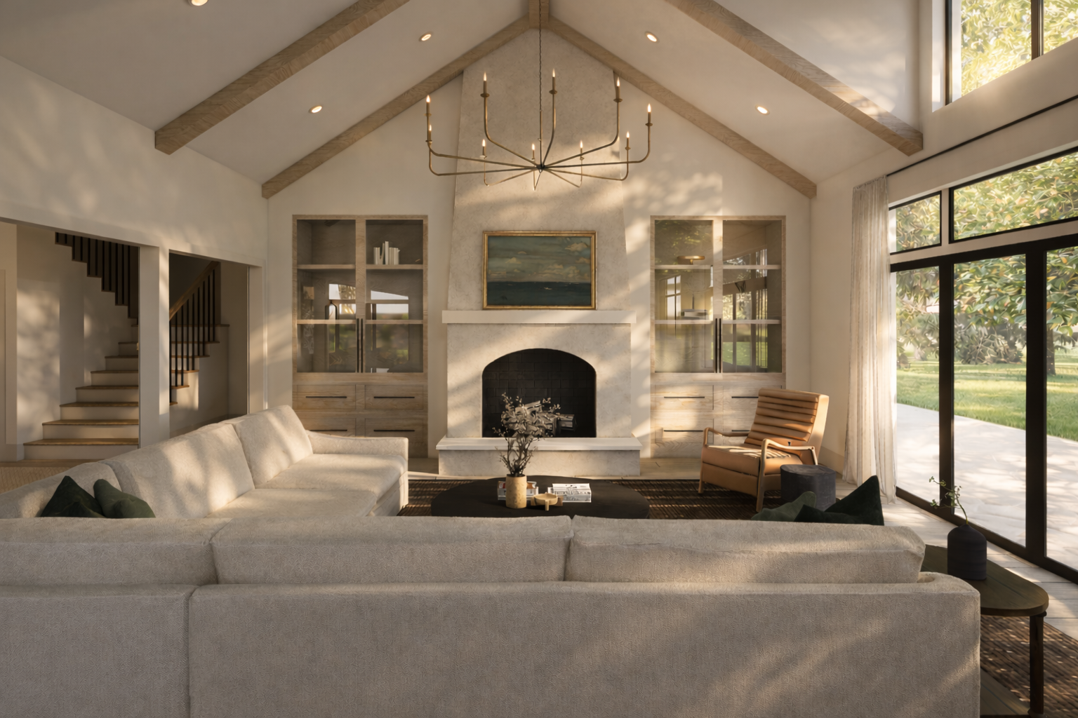 Charlevoix New Construction Rendering. Interior Design by JF Design. Architecture by James S Bates Architect.