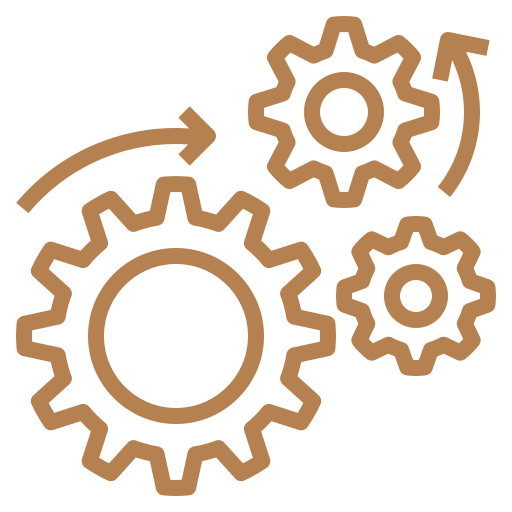 Illustration of interconnected gears, representing machinery or processes.