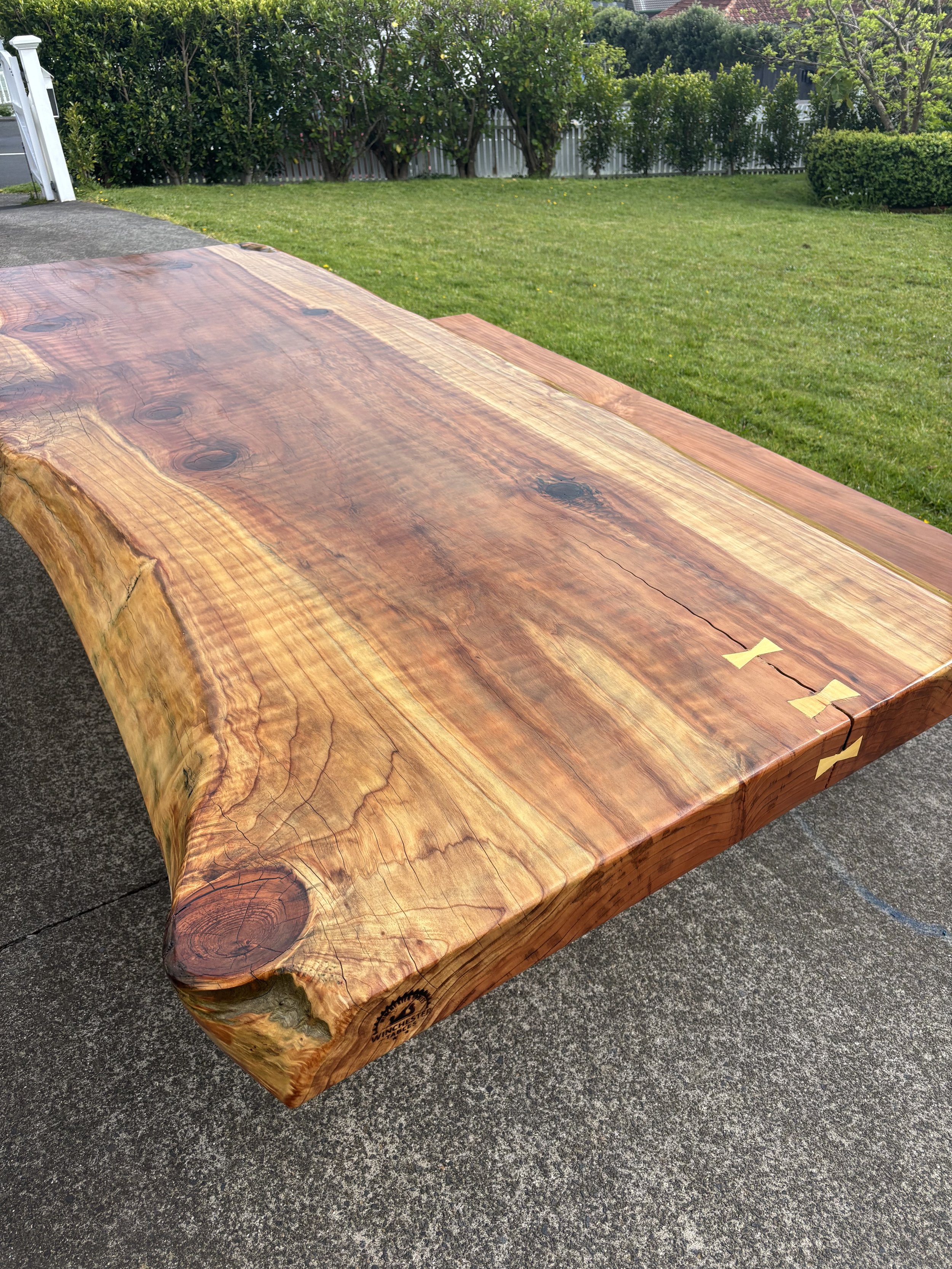 Red Wood Dining Table With Bench Seat