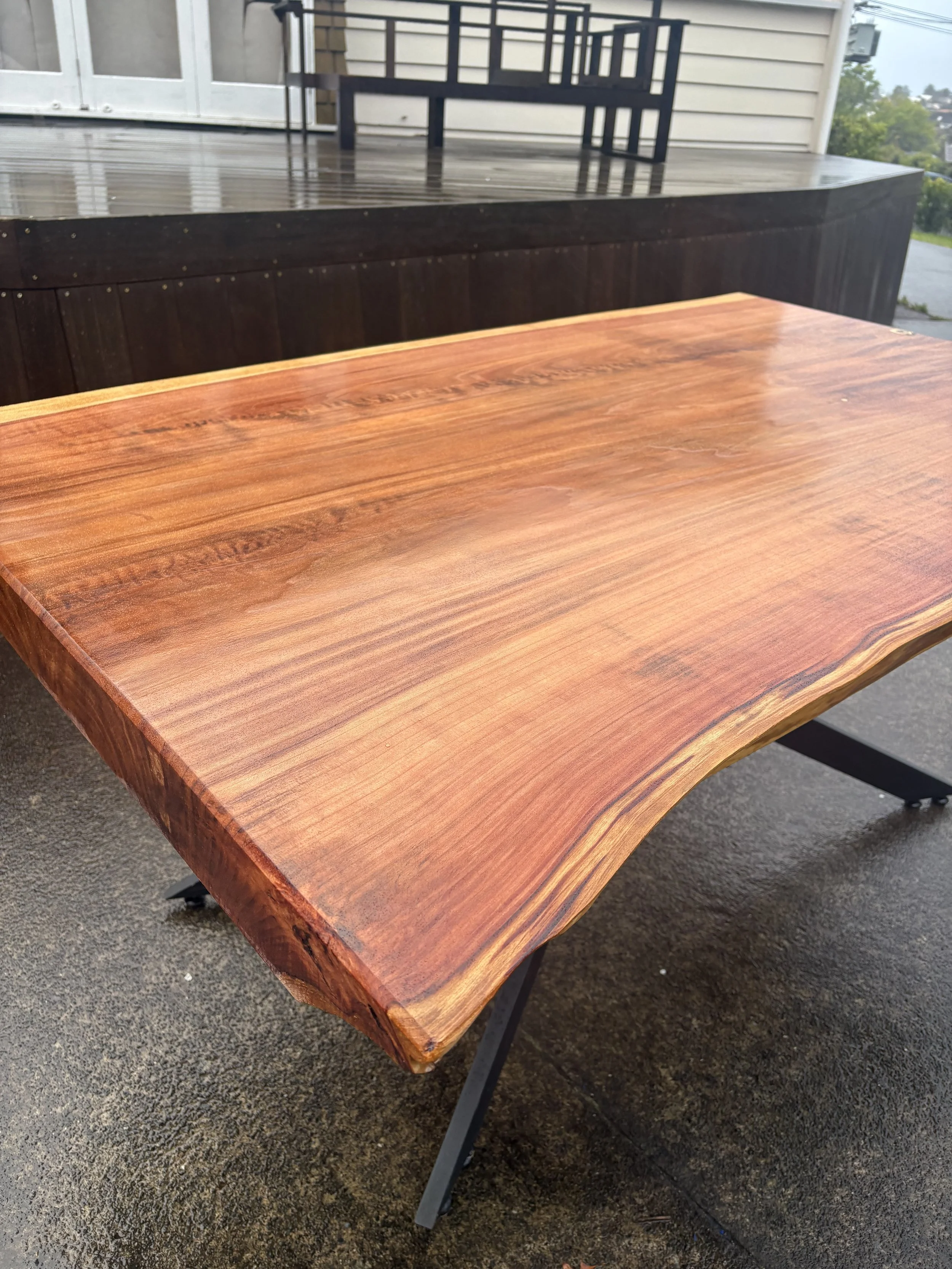 Red Wood Slab Dining Table