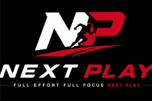 Logo for NXP Next Play with a stylized runner and the text 'NXP Next Play' and the motto 'Full Effort Full Focus Next Play'.
