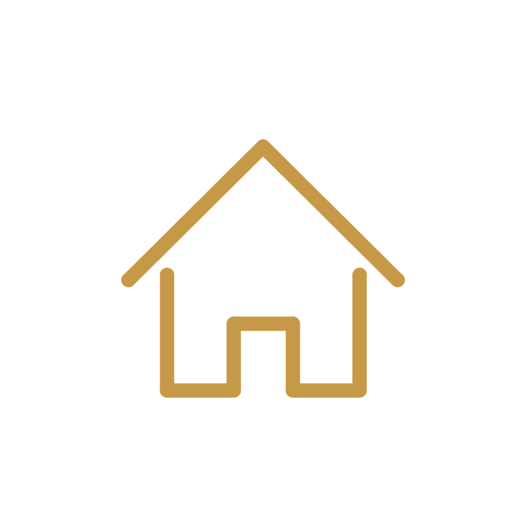 Outline of a house in light brown color on a black background