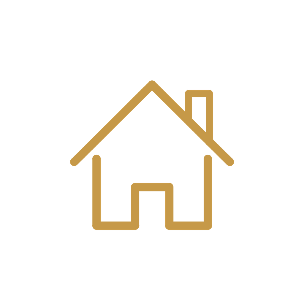 Gold outline of a house on a black background