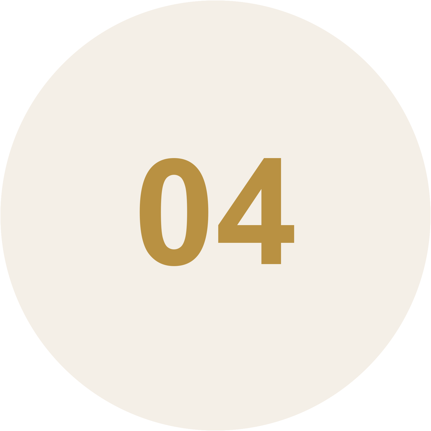 A circular graphic with a large gold number '04' in the center on a white background, surrounded by a black border.