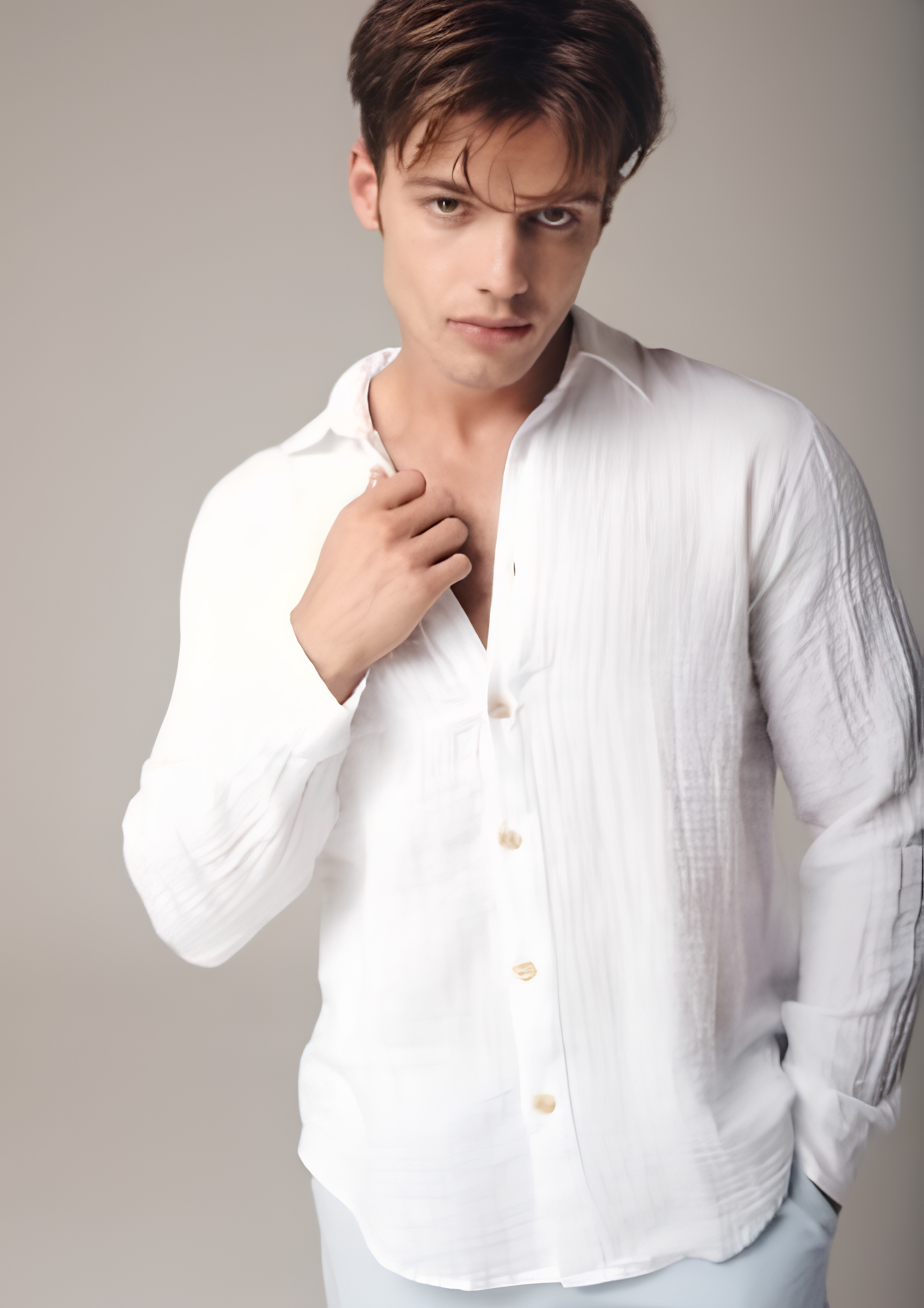 Band-collar shirt
