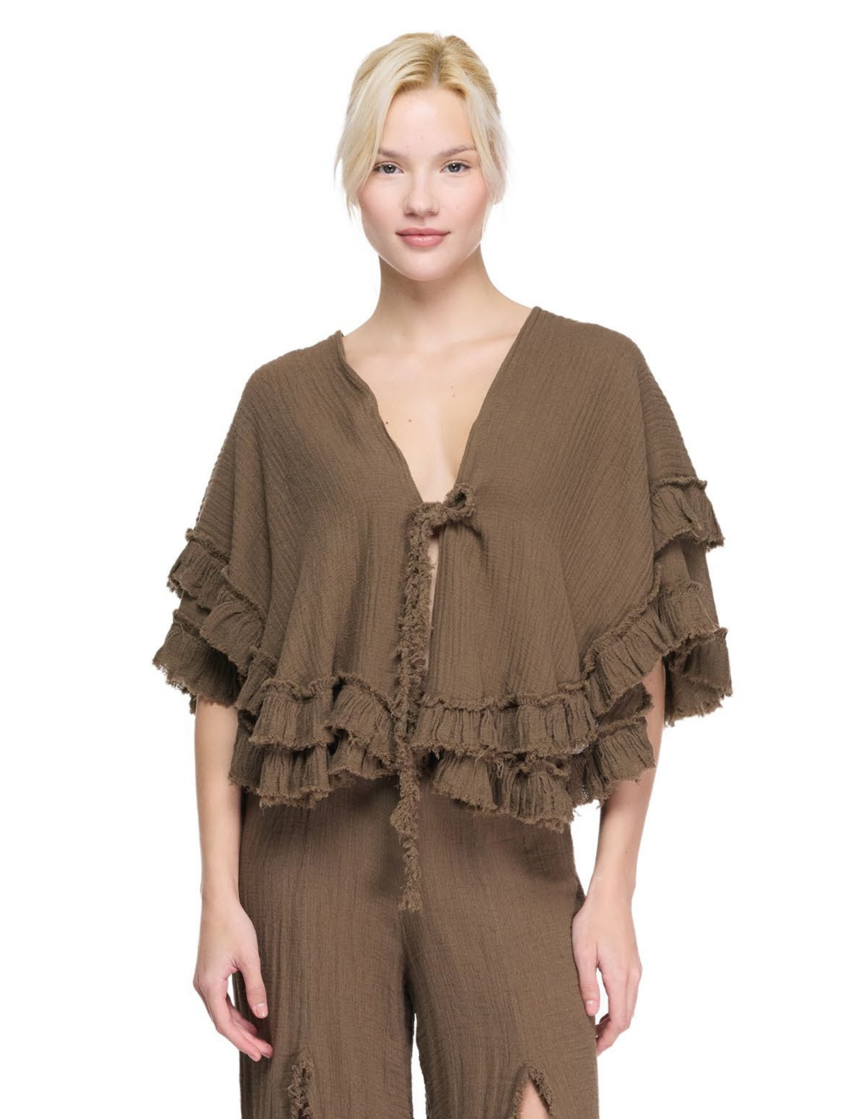 Ruffle cape top